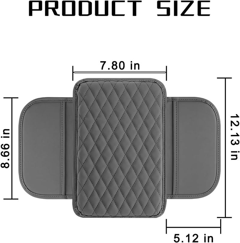 Mandark Car Center Console Cover, Microfiber Leather Vehicle Armrest Protector Cushion with 2 Storage Bags, Auto Interior Arm Rest Seat Box Pad Accessories, Universal for SUV, Sedan, Truck (Gray) - Image 2